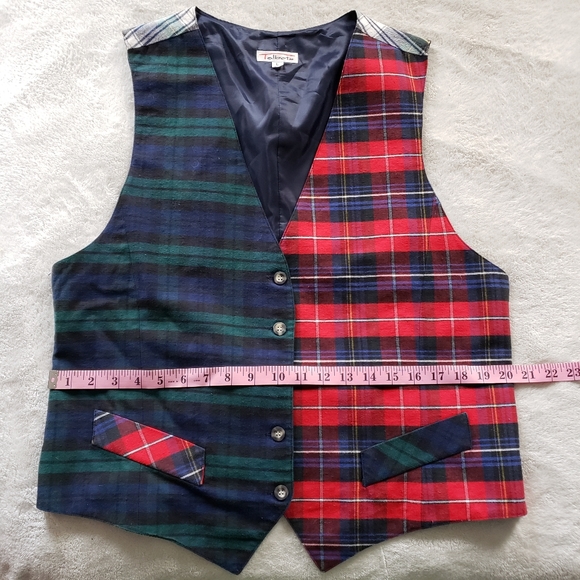90s Vintage Patchwork Plaid Vest Talbots - Picture 6 of 12